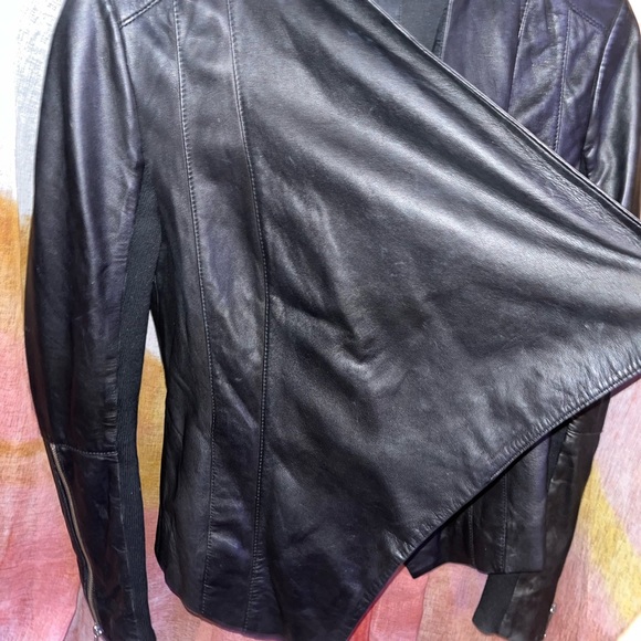 Trouvé Draped Collar Leather Jacket 🌵xs - Picture 15 of 16